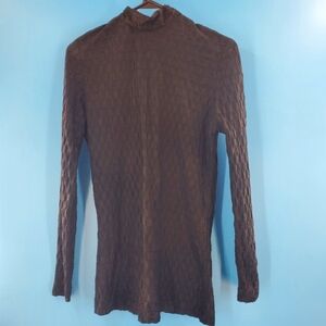 Vintage 70s black geometric semi-sheer top